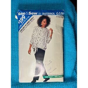 Butterick 6531 pattern pants long blouse 1980s Size 6 8 10 12 14